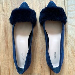 Barneys suede flats with faux fur.  Size 37